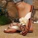 European And American Foreign Trade Sweet Floral Flat Sandals For Outdoor Wear, Casual Versatile Beach Sandals,_vogvips.com