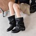 Western Jeans Tube Short For Women 2025 New Autumn Thick Heel Ruched Slouch British Style Martin Boots_vogvips.com