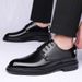 Leather Formal Business Pointed Toe Casual Black Soft Sole Men's Wedding Groomsmen Shoes_vogvips.com