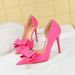 Fashionable Sweet Stiletto Super High Heels Shallow Mouth Pointed Toe Side Hollow Bow Single Shoes For Women_vogvips.com