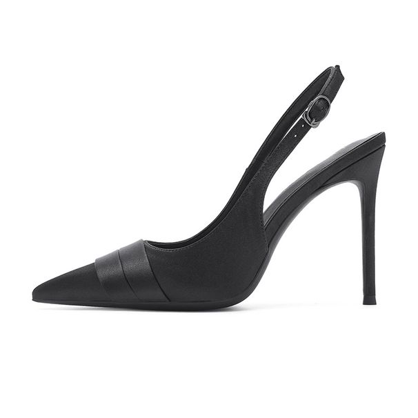 2025 Spring Summer New Style One Strap High Heels Elegant Petite Pointed Stiletto Versatile Closed Toe Backless Sandals_vogvips.com