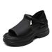 DRKANOL 2026 Summer Shoes Women Thick Heel New Design Hook&Loop Genuine Leather Open Toe Casual Platform Sandals Ladies_vogvips.com