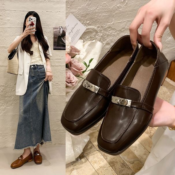 Spring And Autumn New Soft Fashion Anti-slip Lazy Loafers, Small Leather Shoes, Flat Anti-slip Casual Lazy Shoes, Simple And Convenient_vogvips.com