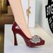 8399-H72 French-tyle Elegant Women' Hoe With Rhinetone Bow Decoration, Pointed Toe, Hallow Cut, Platform High_vogvips.com