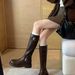 Grape Mom Studiolee Autumn Winter Round Toe Strap Chunky Heel Over-the-Knee Mid-Calf Riding Boots Belt Buckle_vogvips.com