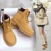 Genuine Leather Yellow For Women British Style Workwear Martin Short 2025 Spring Autumn Single Thick Sole Versatile_vogvips.com