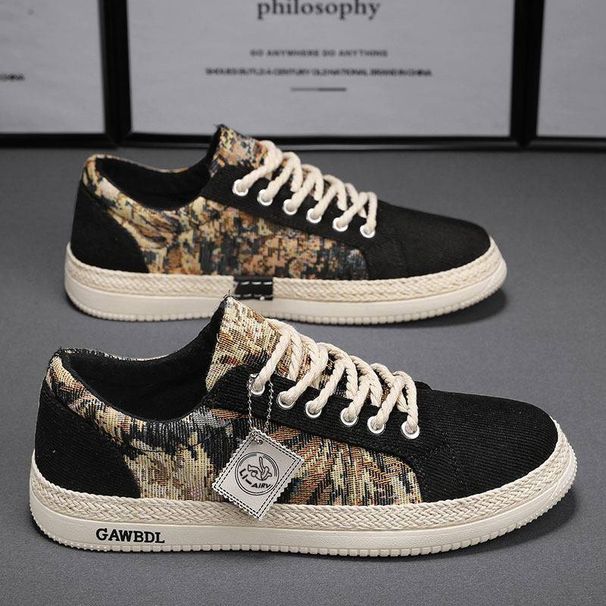 Canvas Men's Shoes, Summer Breathable, Sporty And Casual Low-top Board Shoes, Men's Corduroy Cloth Shoes With Soft Soles_vogvips.com