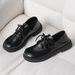 Thick Soled Lace Up Loafers For Women's Singles, New Lace Up Academy Versatile Black Loafers_vogvips.com