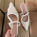 Women's Shoes White High Heels For Women Mesh Embroidery Pointed Toe Stiletto Sandals Back Strap Mules Beaded Wedding Shoes_vogvips.com