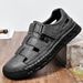 Men's Beach Shoes Summer Breathable Hollow-Out Leather Shoes, Men's Soft Sole Non-Slip Closed-Toe Casual Sandals, Hole S_vogvips.com