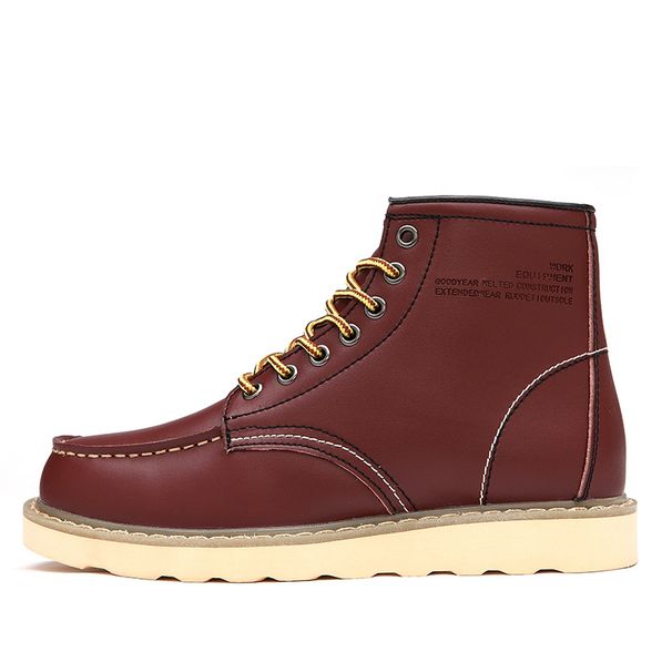 One piece drop shipping high top shoes fashion trend work wear large size boots genuine leather British Martin boots leather boots 0027 men's shoes_vogvips.com