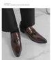 British Style Men's Pointed Toe Tassel Casual High Heel Black Versatile Business Fashion Trend Slip-On Shoes_vogvips.com