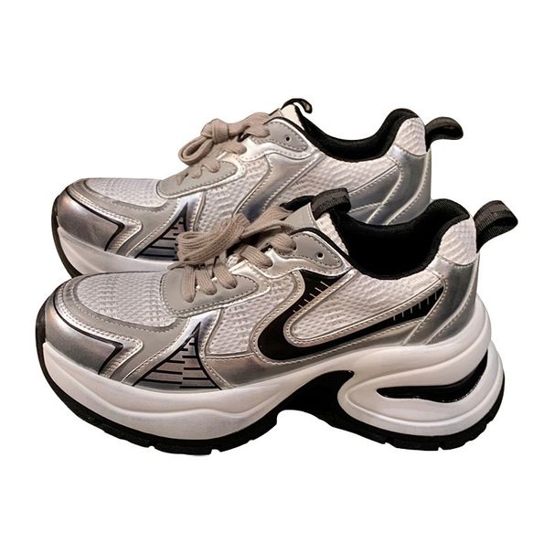Women's Shoe Thick Bottom Silver Horned King Torre Shoes Women's Lace-up Sports Casual Shoes Increased In Trendy Shoes For Women_vogvips.com