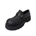 High-End Commuter Thick-Soled Trendy Hand-Woven Slip-On Hollow Breathable Business Casual Height-Increasing Leather_vogvips.com