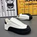 Genuine Leather White Men's Shoes Slip On Lazy Shoes Thick Sole Casual Versatile Sneakers Trend_vogvips.com