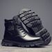 Men's Casual High Top Martin Boots - Round Toe PU Leather Work Boots With Rubber Sole, Anti-Slip & Durable For Daily Wear_vogvips.com