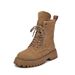 2022 Spring And Autumn Martin Boots For Women, Thick Heel, Waterproof, Durable, Round Toe, Mid-Calf, Suede, Waterproof_vogvips.com