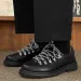 Trendy High End New Black Hiking Derby For Men British Style Retro Casual Work Leather Shoes Daily Outfit_vogvips.com