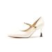 7666-1 High Heel Women Thin Heel Pointed Toe Shallow Mouth Women' Single Pearl Buckle Chinee Style Elegant Party_vogvips.com