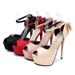 Spring And Autumn Fish Mouth Hollow Sandals, Ultra High Thin Heels, Waterproof Platform, Silk Rear Tripstrap Buckle,_vogvips.com