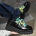 Colorful Lace Casual Men's Derby Shoes, Low Cut Workwear Shoes, Thick Soled Height Increasing British Style Men's Shoes_vogvips.com