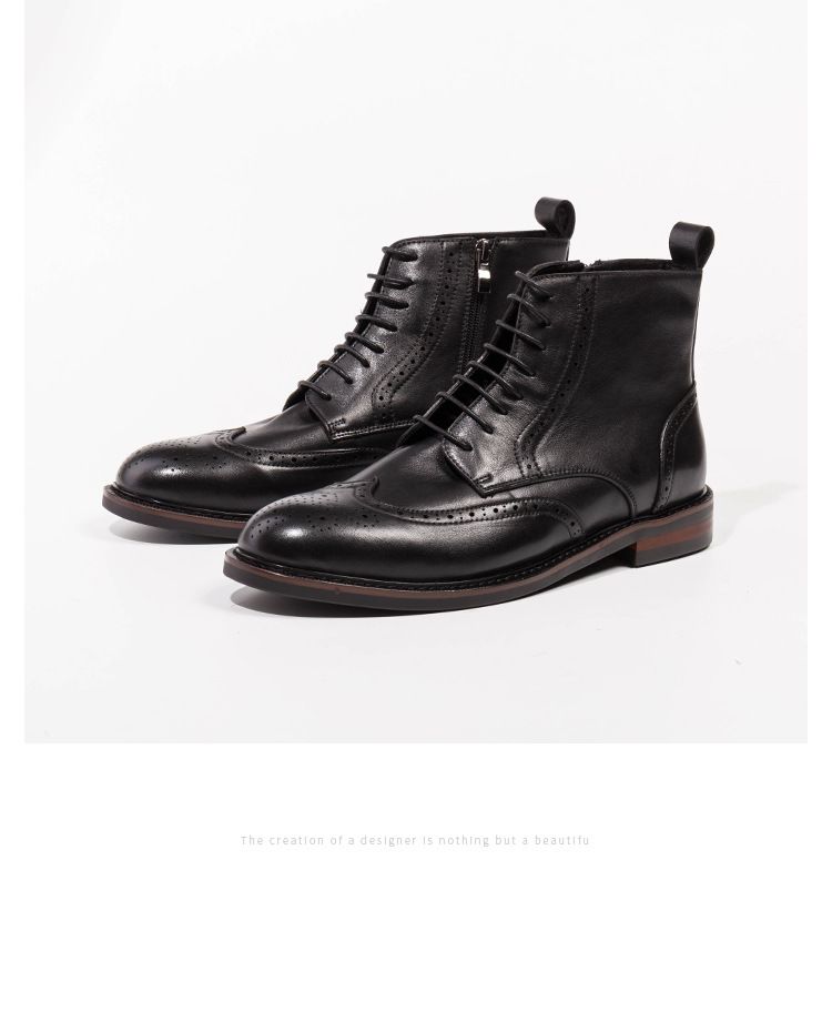 European Warm Series British Martin Brogue High-top Carved Men's Trendy Casual Shoes Thick-soled Leather Boots_vogvips.com