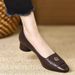 Camellia Square Head Shallow Mouth Thick Heel Single Shoes Women's Low Heel Comfortable Low Heel Soft Leather Shoes_vogvips.com