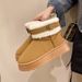 Women's Snow Boots With Fleece Thickened Winter Muffin Thick-soled Warm Short Boots Cotton Shoes_vogvips.com