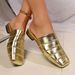 Summer New Style Women's Pleated Square Toe Slip-On Muffin Low Heel Closed Toe Shoes Small Size_vogvips.com
