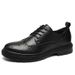 Euro Step Brogue Men's 2025 New Casual Men Thick Sole Business Work Small Leather Black Korean Style Wedding Shoes_vogvips.com