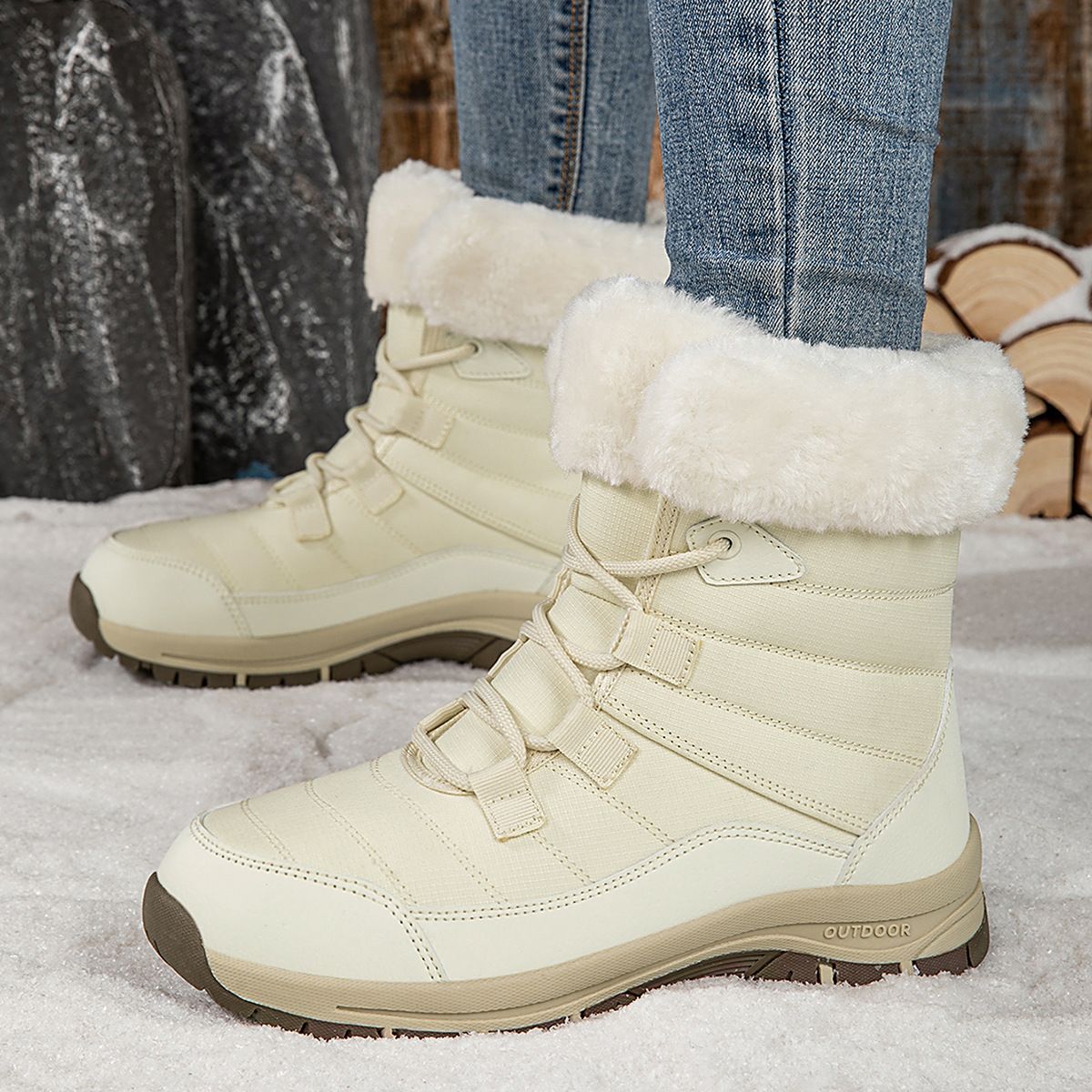 Snow Boots For Women, Anti Slip And Warm With Thick Velvet And Cotton Shoes_vogvips.com