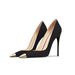 Black Suede With Metal Toe Cap, Versatile Low-cut High-heeled For Women, 2026 New Model, Thin Heel, Pointed Toe, Sexy_vogvips.com