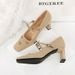 8293-11 French-style Fashionable Woven Fabric Women's Shoes With Square Toe, Shallow Cut, Bowknot, Single Strap, And_vogvips.com