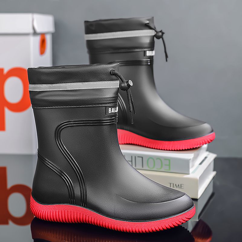 Single Shoe Midsole Waterproof Mouth Rain Boots 39-45_vogvips.com