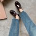 In Stock For Immediate Dispatch Grape Mom Same Retro British Style Round Toe Small Coin Slip On Chunky Heel Thick Sole_vogvips.com