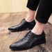 Suitable For All Seasons 2025 New Crocodile Pattern Color Polished Middle-aged Men's Business Pointed Leather Shoes_vogvips.com