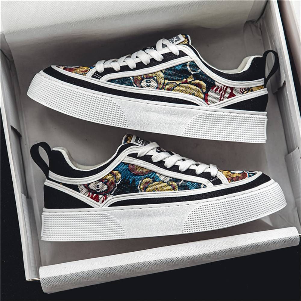 Diyan Summer Men's 2025 New Breathable Fashion Versatile Canvas Trendy Thick Sole Graffiti Casual Sports Shoes 39-44_vogvips.com