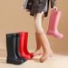 Thick Rain Boots For Women, High Tube Rain Boots, Long Tube Waterproof Shoes With Fleece And Anti Slip, Fashionable Rubber Shoes, Source Factory_vogvips.com
