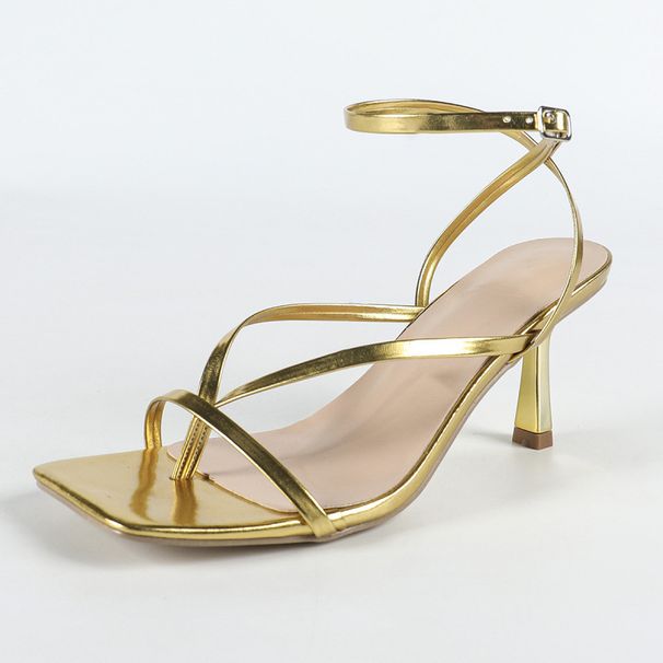 Women's French Heels – 7CM Slim Strap Sandals With Toe Ring (Elegant Block Heel)_vogvips.com