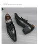 British Style Men's Pointed Toe Tassel Casual High Heel Black Versatile Business Fashion Trend Slip-On Shoes_vogvips.com