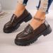 Women's British Style Slip-On Loafers With Thick Sole - Vintage Casual Flats For Everyday Wear_vogvips.com