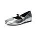 Silver Inner Height Increase Mary Jane Shoes Women's Autumn Not Tired Feet French Round Head Ballet Single Shoes Women_vogvips.com