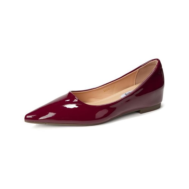 Nude Pointed Toe Flat Mary Jane Shoes Lambskin New Style Women's Comfortable Shallow Mouth Footwear_vogvips.com