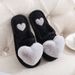 Autumn Winter Cotton Cartoon Shoes Floor Non-Slip Warm Lady Style Big Heart Maternity Home Slippers_vogvips.com
