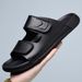 Fashion Men's Slippers Casual Leather Sandals Comfortable Beach Slides Lightweight Summer Flip Flops Man Outdoor Daily_vogvips.com