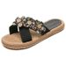 Women's Shoes New Summer One Line Women's Slippers Rope Bottom Solid Color Fashion Trend Indoor And Outdoor Six Small Flower Slippers_vogvips.com