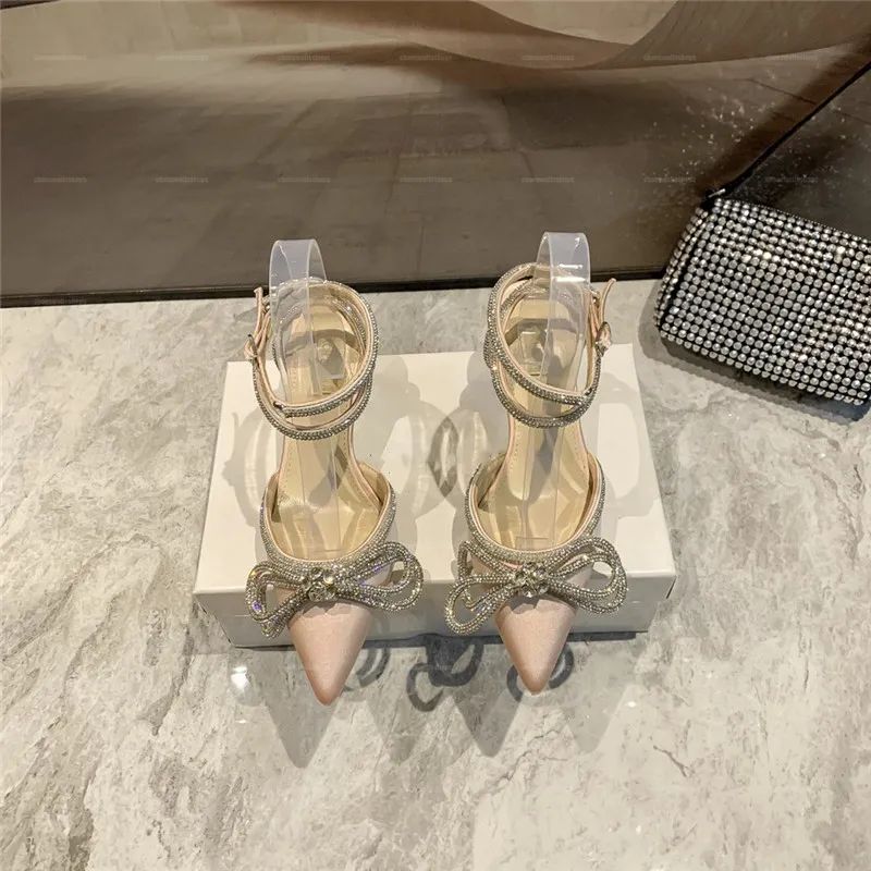 MACH Designer Woman Dress Shoes Rhinestones Women Pumps Crystal Bowknot Satin Summer Lady Shoes Genuine Leather High Heels Party Prom Shoe_vogvips.com