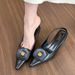 Low Heel Baotou Sandals Women 2024 Spring/Summer New Pointed Metal Camellia Single For Slimming Soft Leather Shallow_vogvips.com