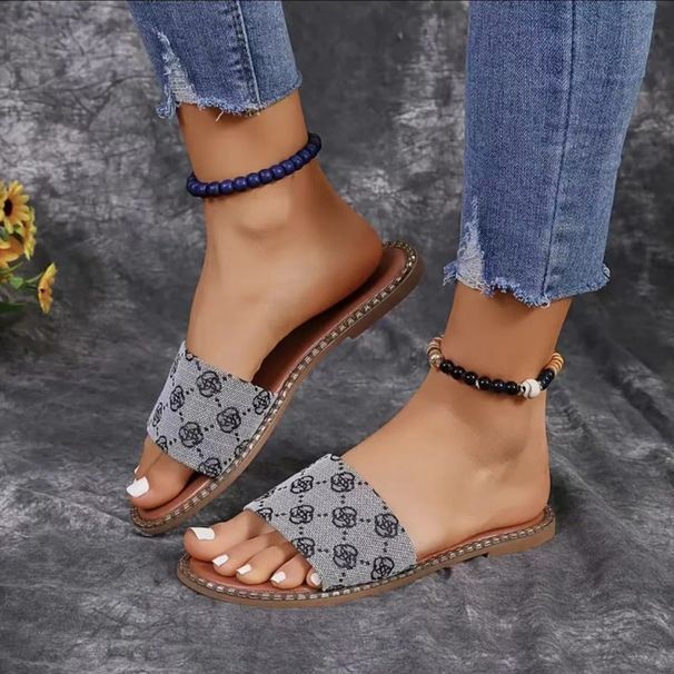 for Women's 2024 Summer New Large 43 Flat Bottom One Word Beach Sandals And Slippers_vogvips.com