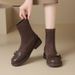 ZHR Thick-Soled Fleece-Lined Short For Women 2025 Autumn Winter New Versatile Flat Sock Elastic Boots To Match Dresses_vogvips.com